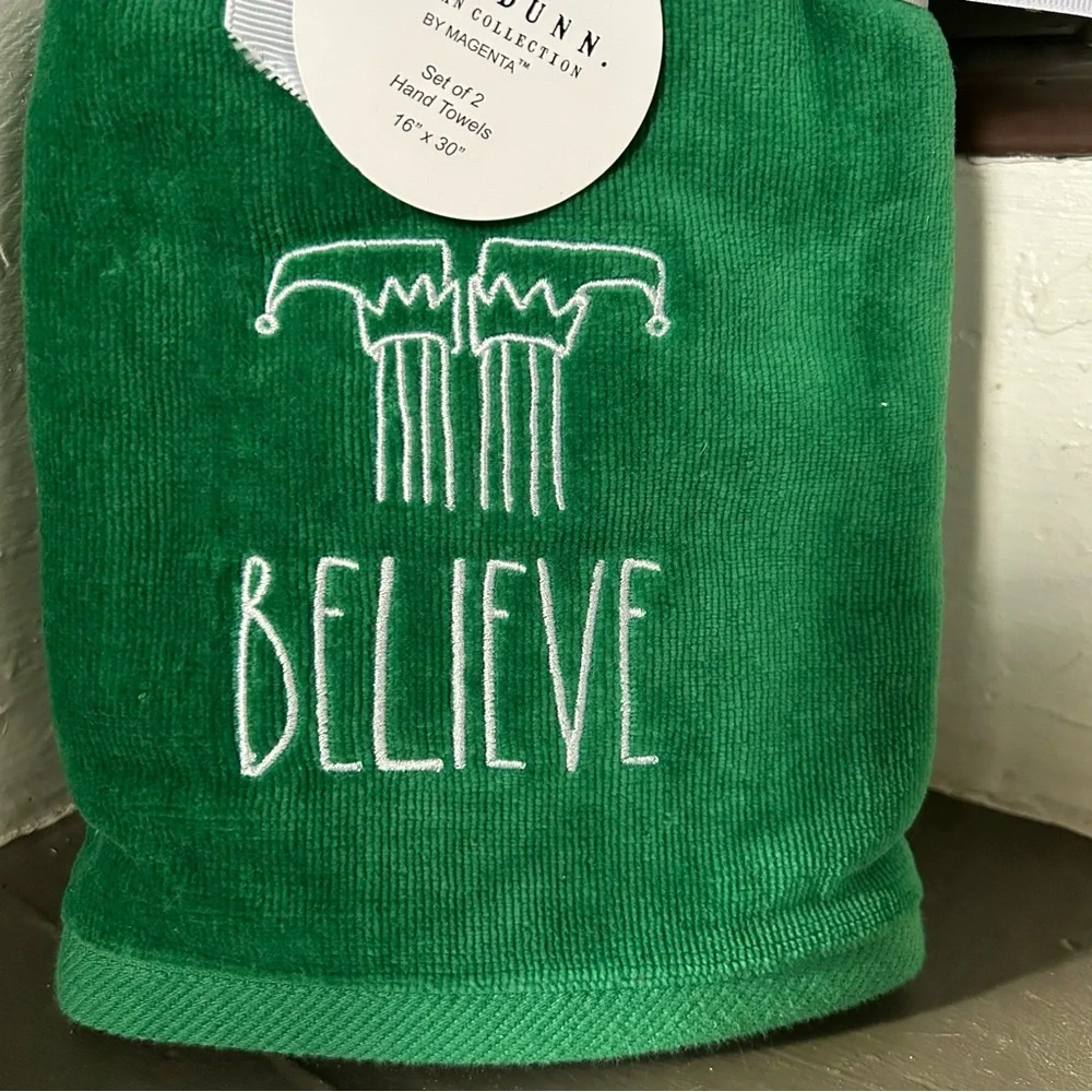 Rae Dunn BELIEVE Hand Towels